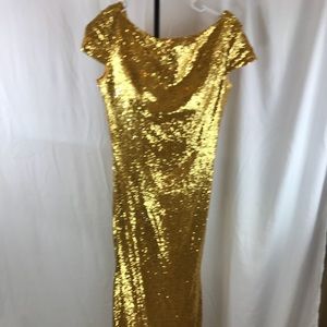 Yellow gold sequins floor length
